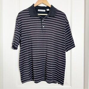 Greg Norman Fine Egyptian Cotton Blend Black w/ Stripes Golf Polo Shirt - Medium